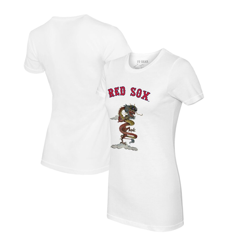 Women's Boston Red Sox Tiny Turnip White 2024 Year of the Dragon T-Shirt