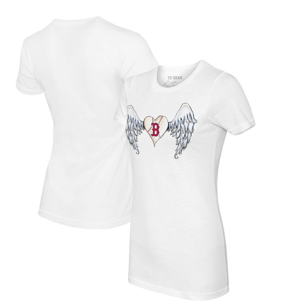 Women's Boston Red Sox Tiny Turnip White Angel Wings T-Shirt