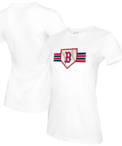 Women's Boston Red Sox Tiny Turnip White Base Stripe T-Shirt