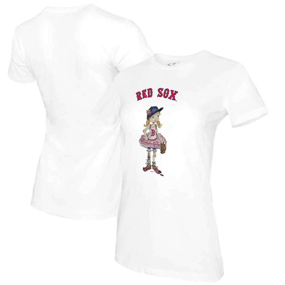 Women's Boston Red Sox Tiny Turnip White Baseball Babes T-Shirt