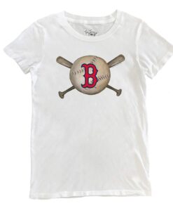 Women's Boston Red Sox Tiny Turnip White Baseball Crossbats T-Shirt