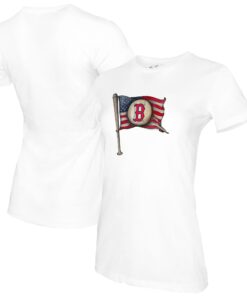 Women's Boston Red Sox Tiny Turnip White Baseball Flag T-Shirt