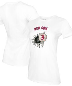 Women's Boston Red Sox Tiny Turnip White Baseball Tear T-Shirt