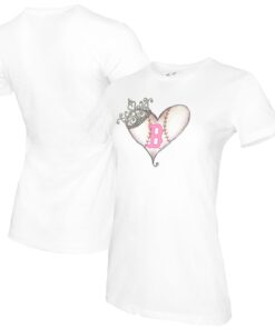 Women's Boston Red Sox Tiny Turnip White Baseball Tiara Heart T-Shirt