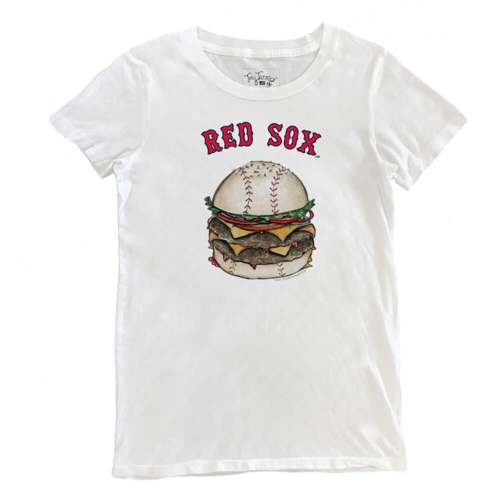 Women's Boston Red Sox Tiny Turnip White Burger T-Shirt