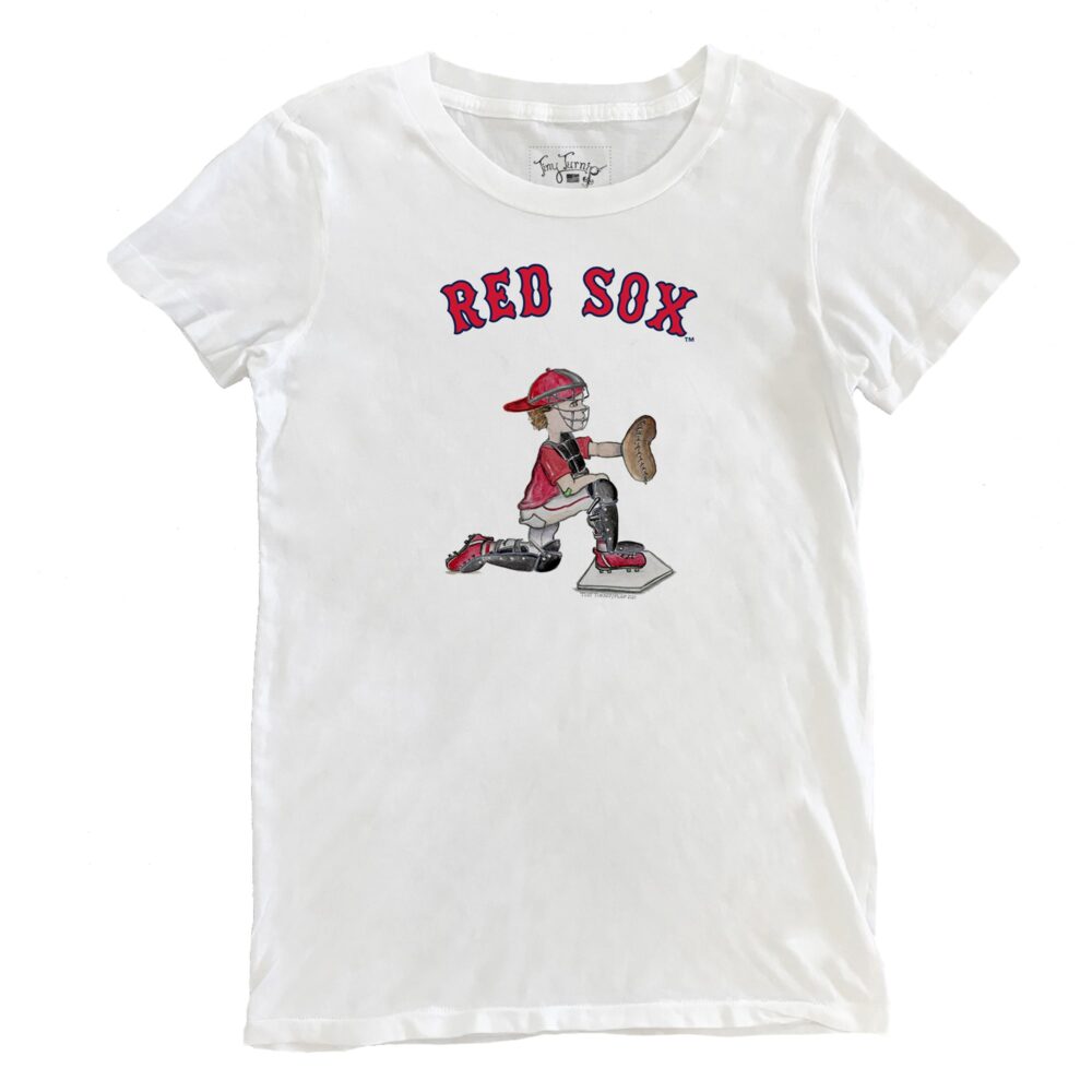 Women's Boston Red Sox Tiny Turnip White Caleb the Catcher T-Shirt
