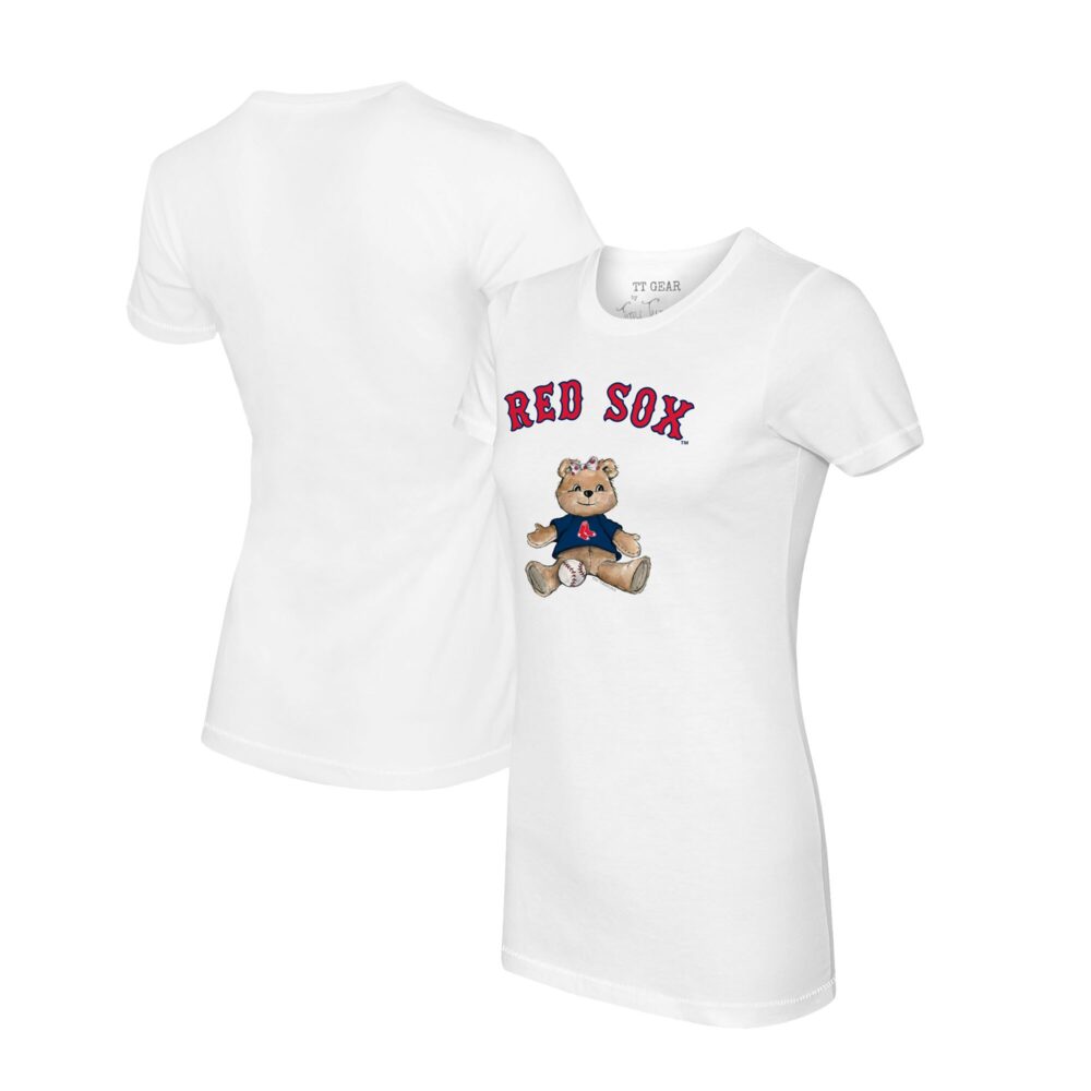 Women's Boston Red Sox Tiny Turnip White Girl Teddy T-Shirt