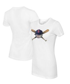 Women's Boston Red Sox Tiny Turnip White Hat Crossbats T-Shirt