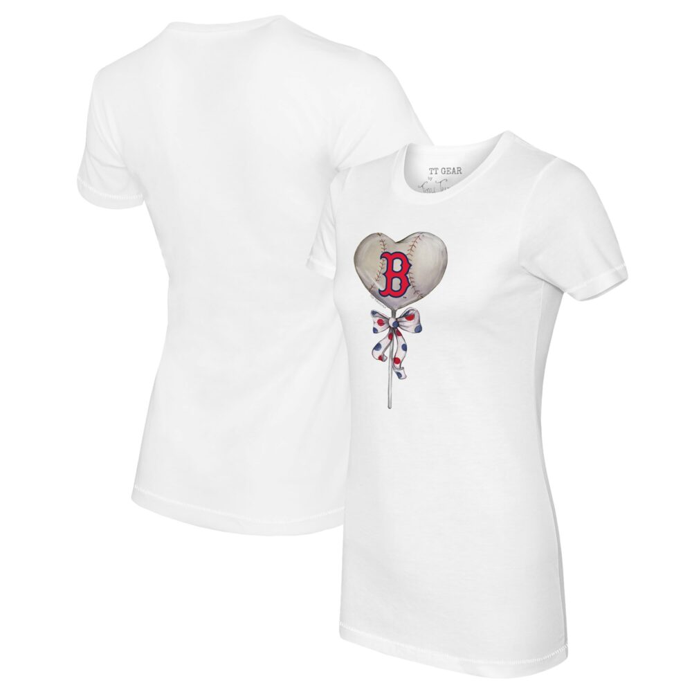 Women's Boston Red Sox Tiny Turnip White Heart Lolly T-Shirt