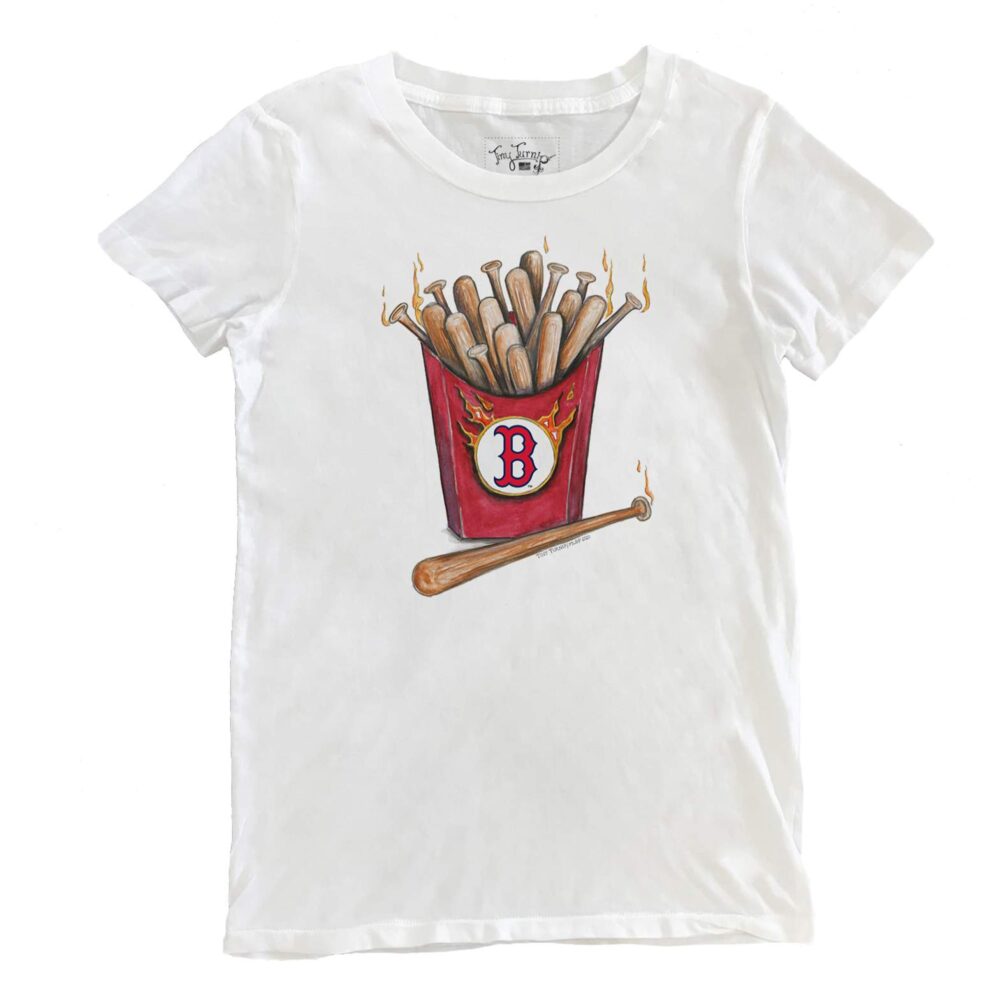 Women's Boston Red Sox Tiny Turnip White Hot Bats T-Shirt