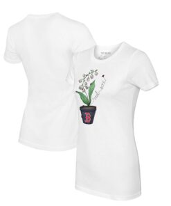 Women's Boston Red Sox Tiny Turnip White Lilies & Ladybugs T-Shirt