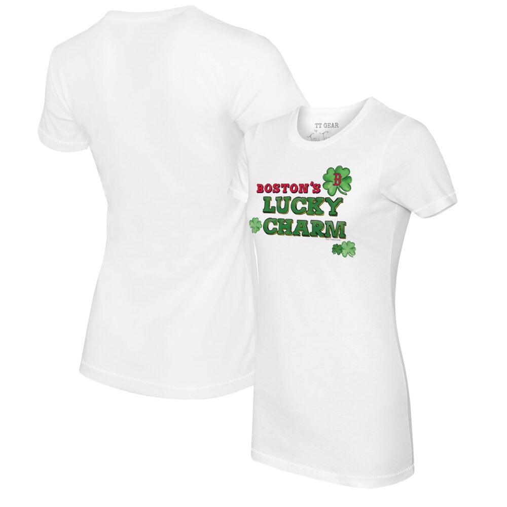 Women's Boston Red Sox Tiny Turnip White Lucky Charm T-Shirt