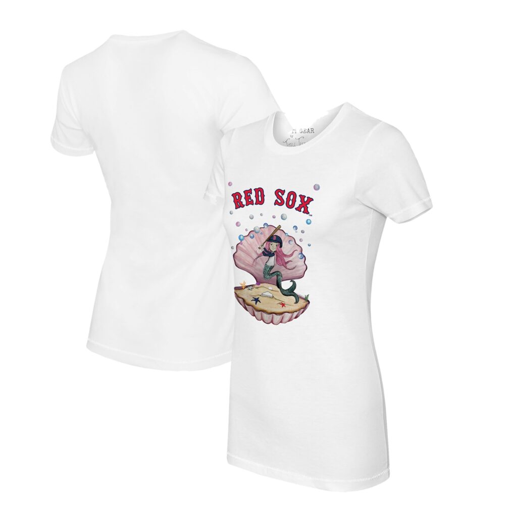 Women's Boston Red Sox Tiny Turnip White Mermaid T-Shirt