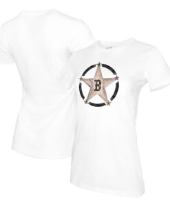 Women's Boston Red Sox Tiny Turnip White Military Star T-Shirt