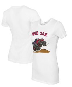 Women's Boston Red Sox Tiny Turnip White Monster Truck T-Shirt