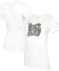 Women's Boston Red Sox Tiny Turnip White Peace Love Baseball T-Shirt