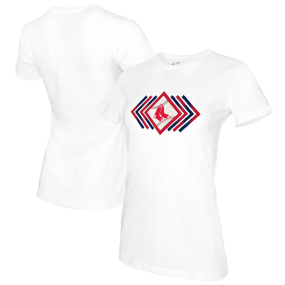 Women's Boston Red Sox Tiny Turnip White Prism Arrows T-Shirt