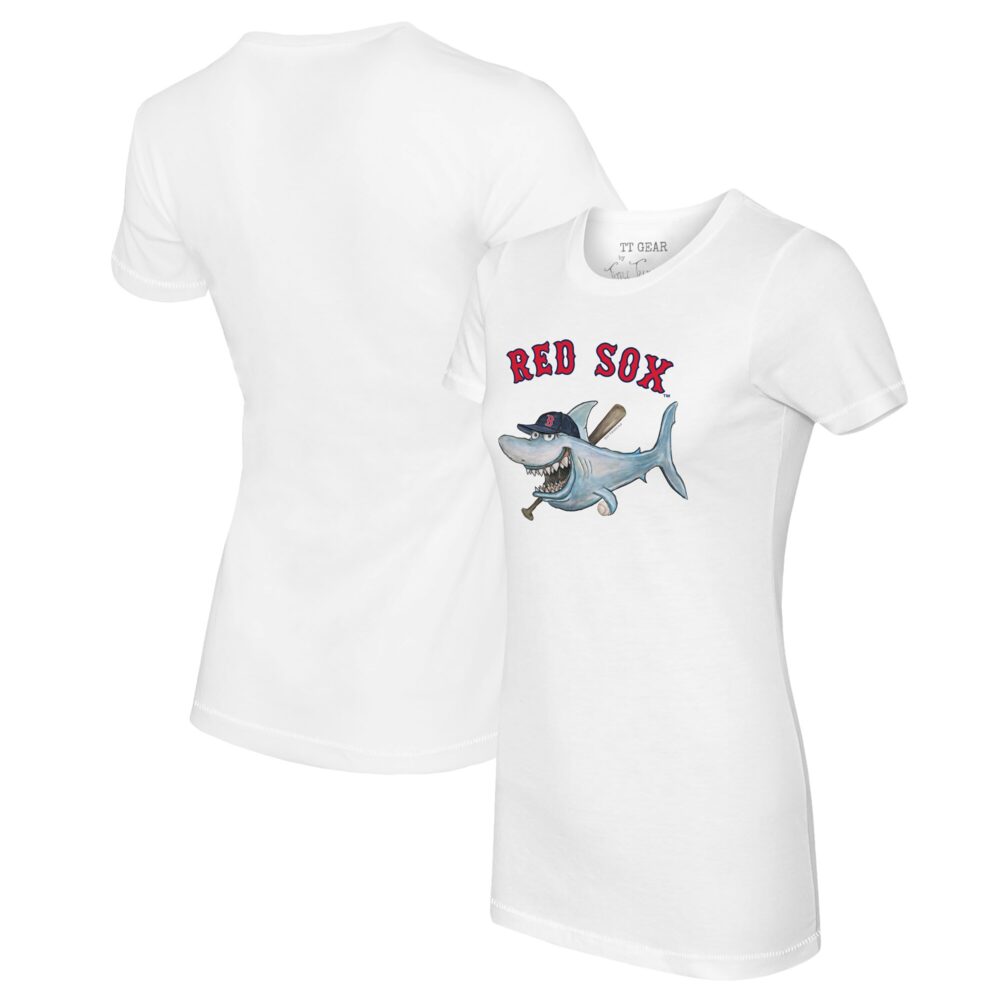 Women's Boston Red Sox Tiny Turnip White Shark Logo T-Shirt