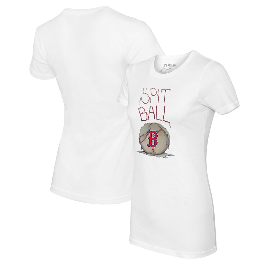 Women's Boston Red Sox Tiny Turnip White Spit Ball T-Shirt