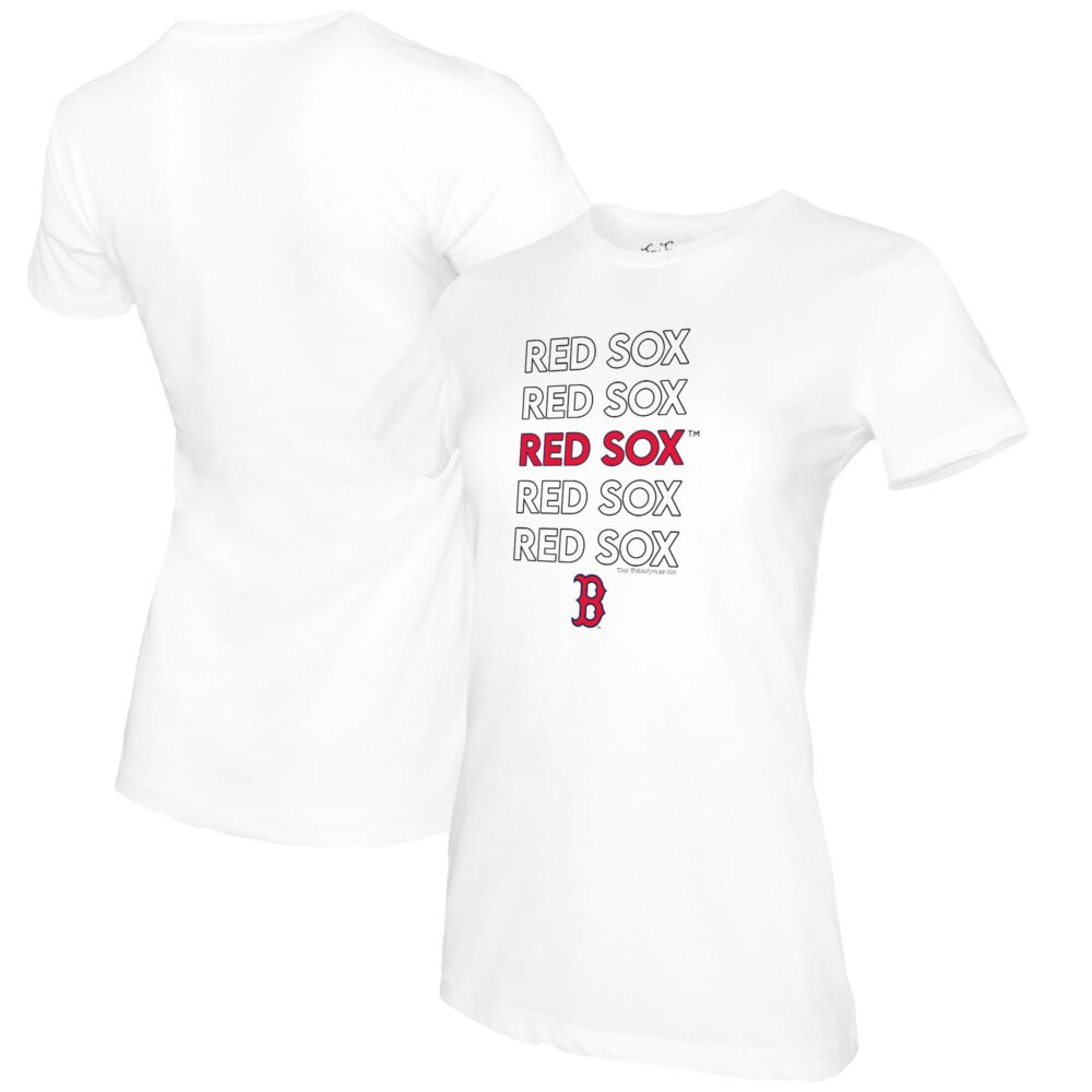 Women's Boston Red Sox Tiny Turnip White Stacked T-Shirt