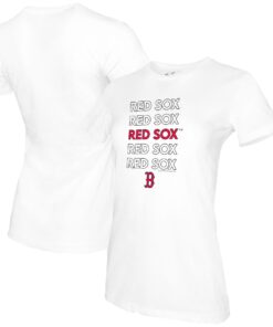 Women's Boston Red Sox Tiny Turnip White Stacked T-Shirt