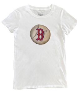 Women's Boston Red Sox Tiny Turnip White Stitched Baseball T-Shirt