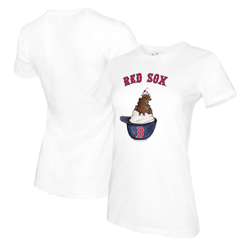 Women's Boston Red Sox Tiny Turnip White Sundae Helmet T-Shirt
