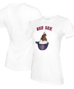 Women's Boston Red Sox Tiny Turnip White Sundae Helmet T-Shirt