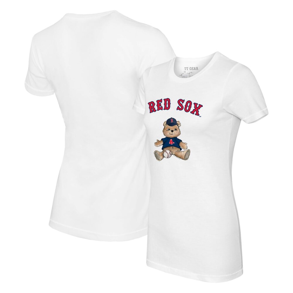 Women's Boston Red Sox Tiny Turnip White Teddy Boy T-Shirt