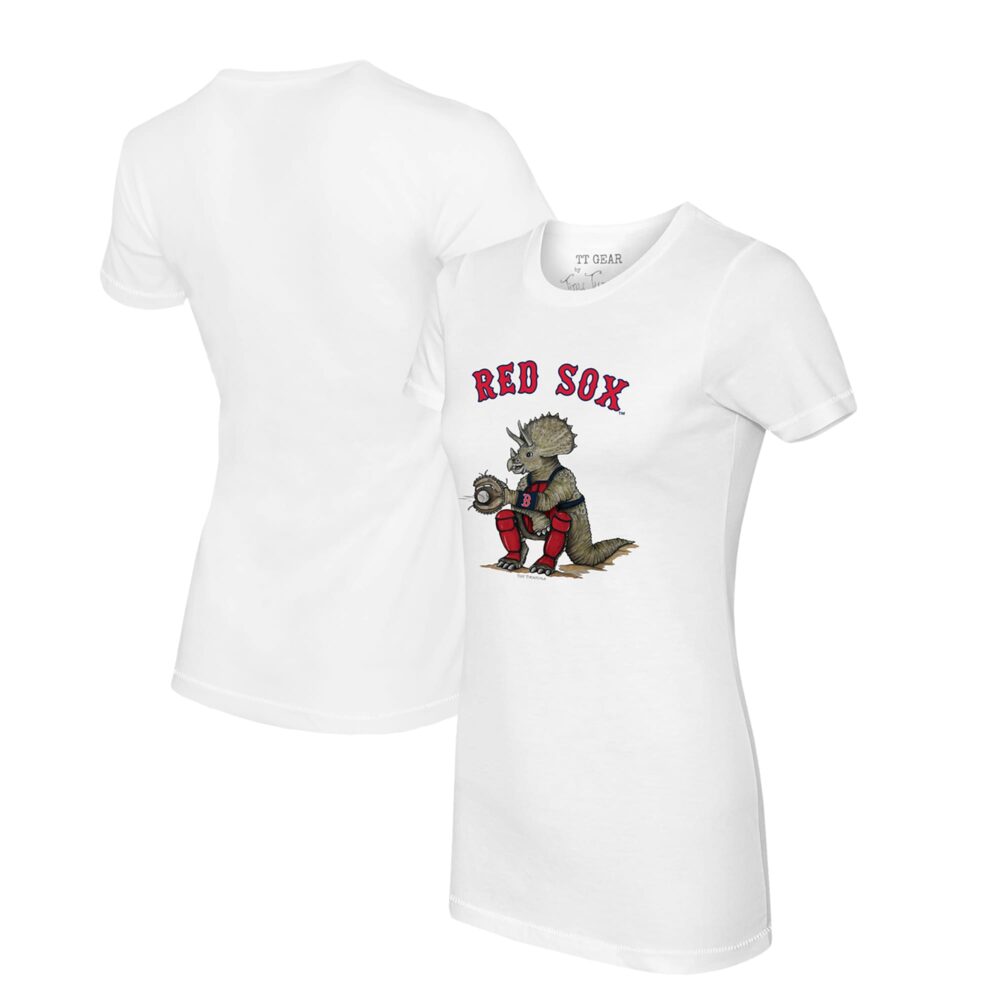 Women's Boston Red Sox Tiny Turnip White Triceratops T-Shirt