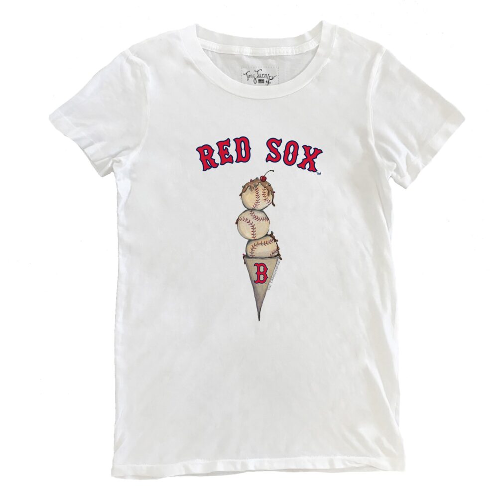 Women's Boston Red Sox Tiny Turnip White Triple Scoop T-Shirt
