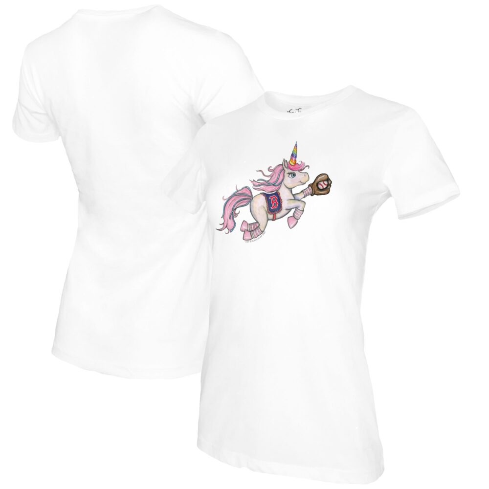 Women's Boston Red Sox Tiny Turnip White Unicorn T-Shirt