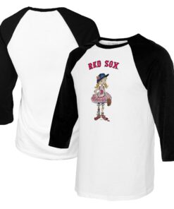 Women's Boston Red Sox Tiny Turnip White/Black Babes 3/4-Sleeve Raglan T-Shirt