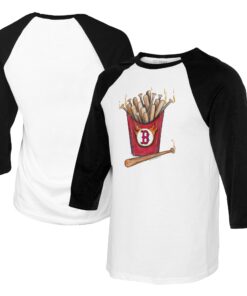 Women's Boston Red Sox Tiny Turnip White/Black Hot Bats 3/4-Sleeve Raglan T-Shirt