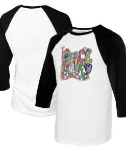 Women's Boston Red Sox Tiny Turnip White/Black Peace Love Baseball 3/4-Sleeve Raglan T-Shirt