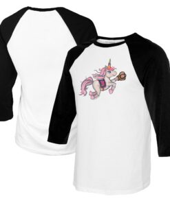 Women's Boston Red Sox Tiny Turnip White/Black Unicorn 3/4-Sleeve Raglan T-Shirt