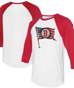 Women's Boston Red Sox  Tiny Turnip White/Red Baseball Flag 3/4-Sleeve Raglan T-Shirt