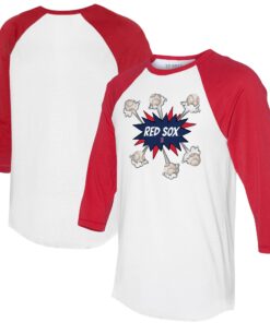 Women's Boston Red Sox  Tiny Turnip White/Red Baseball Pow 3/4-Sleeve Raglan T-Shirt