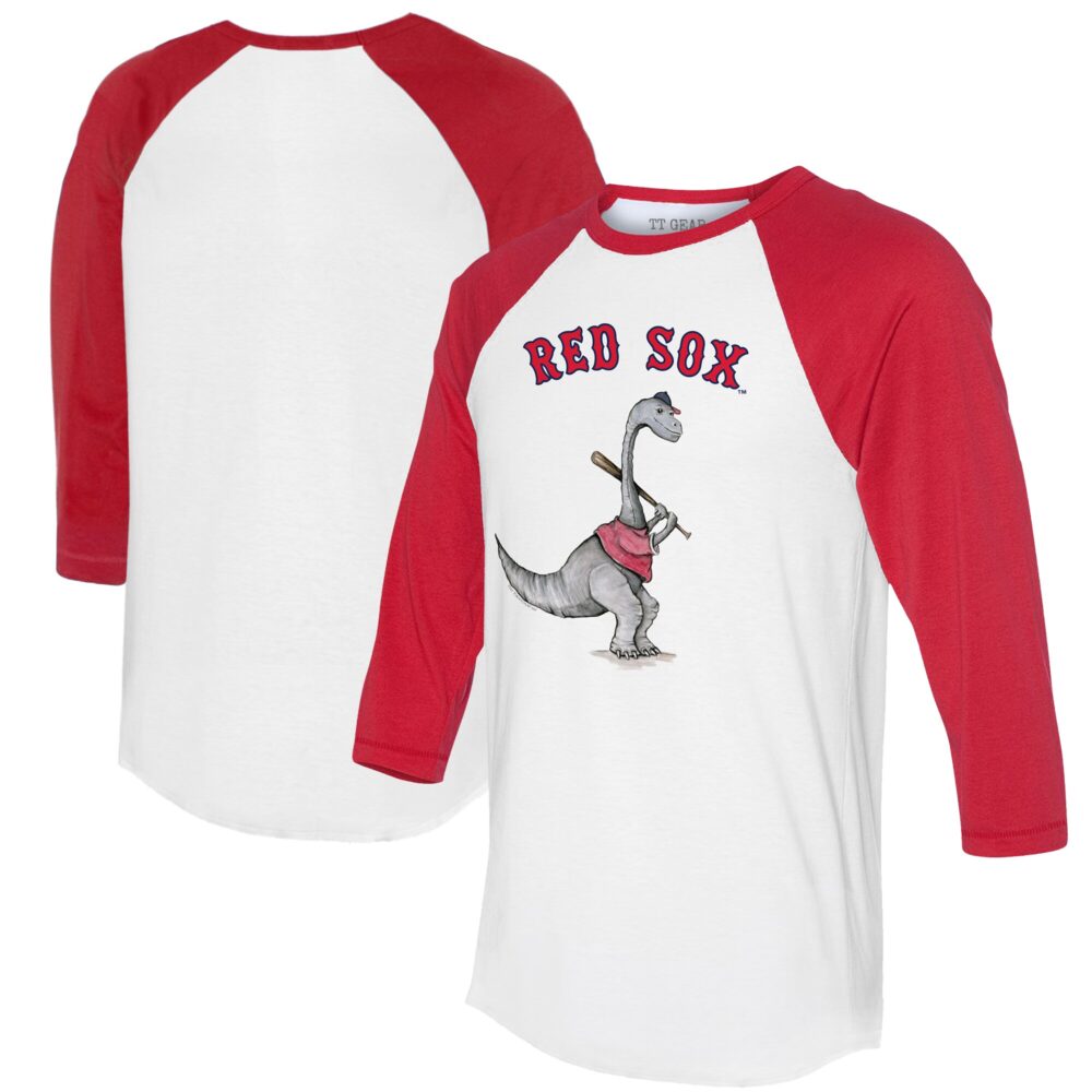 Women's Boston Red Sox Tiny Turnip White/Red Bronto 3/4-Sleeve Raglan T-Shirt