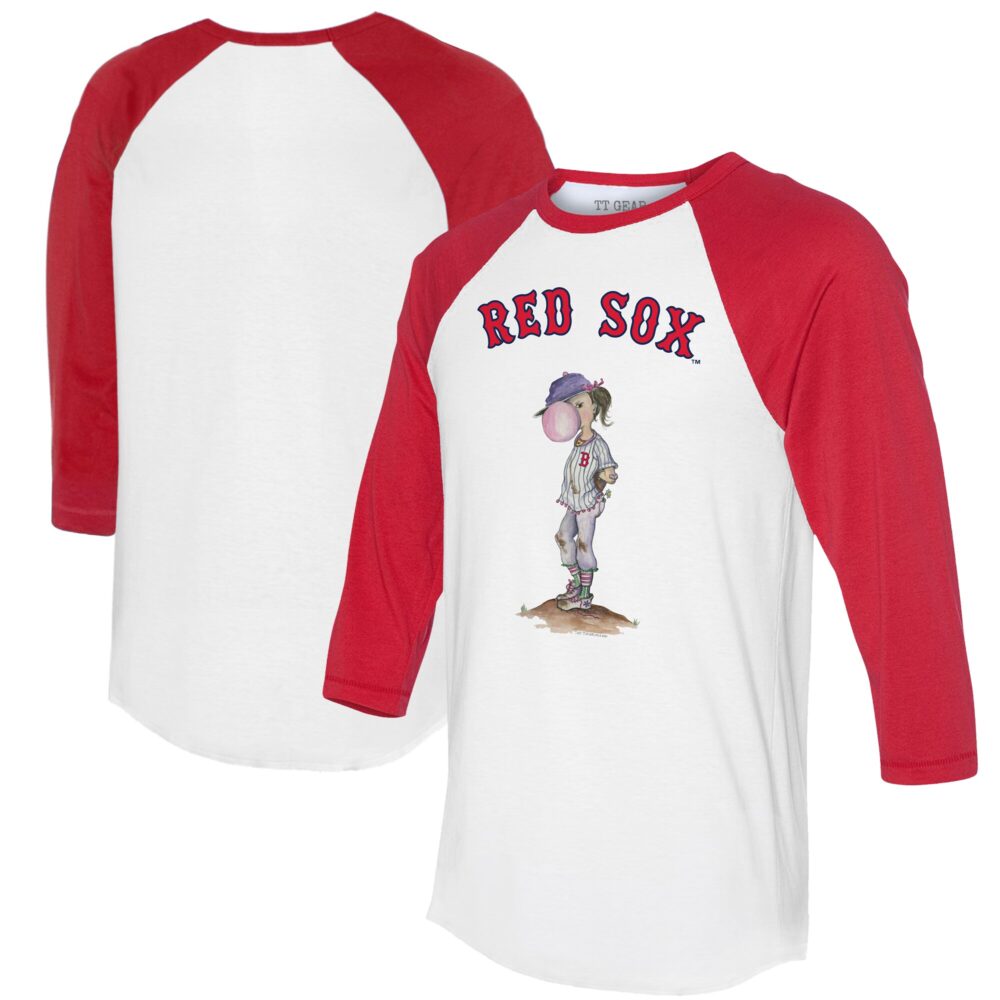 Women's Boston Red Sox Tiny Turnip White/Red Bubbles 3/4-Sleeve Raglan T-Shirt