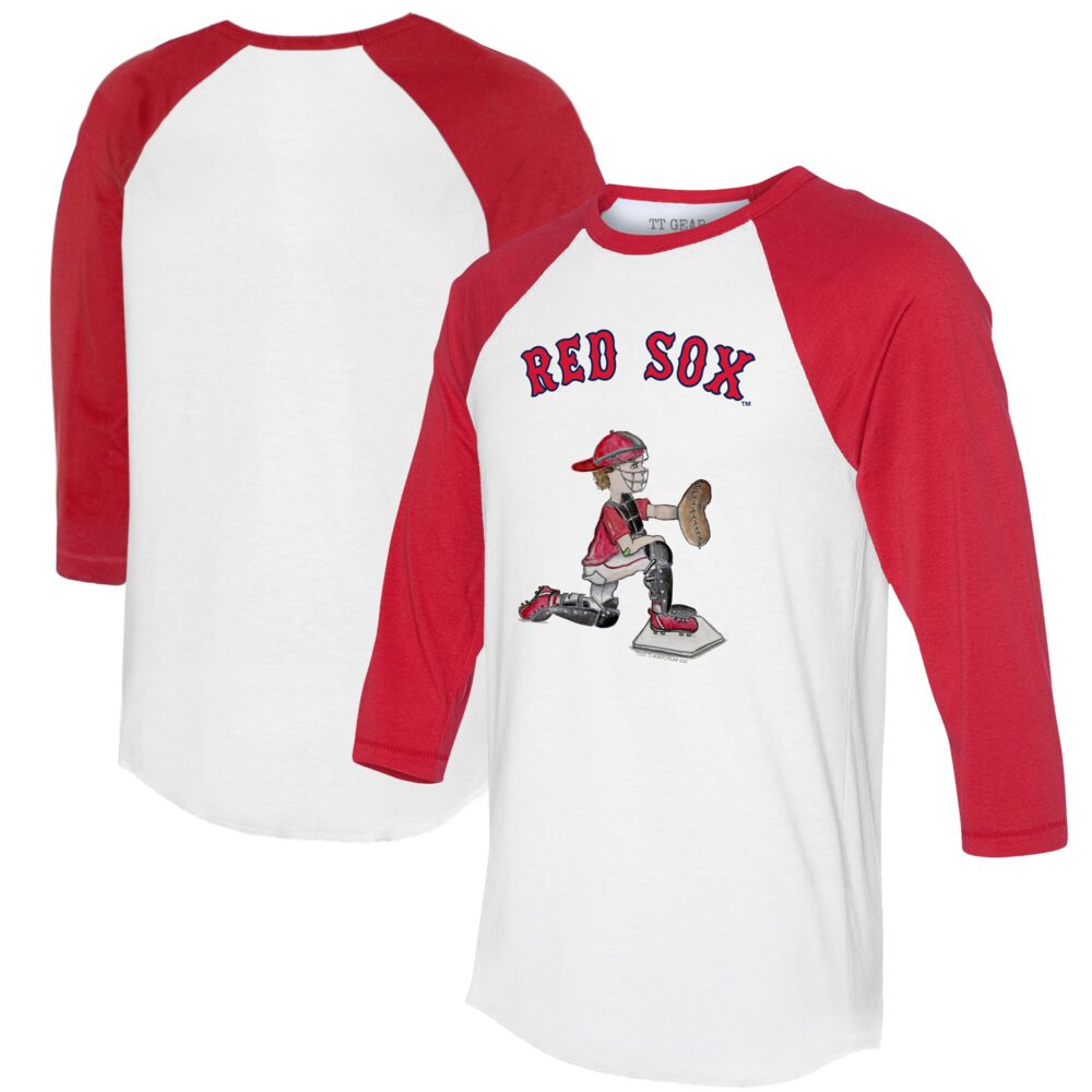 Women's Boston Red Sox Tiny Turnip White/Red Caleb 3/4-Sleeve Raglan T-Shirt