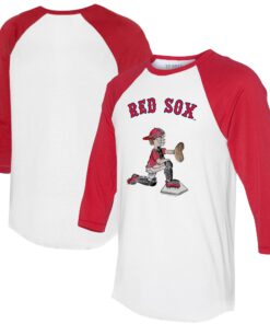Women's Boston Red Sox Tiny Turnip White/Red Caleb 3/4-Sleeve Raglan T-Shirt