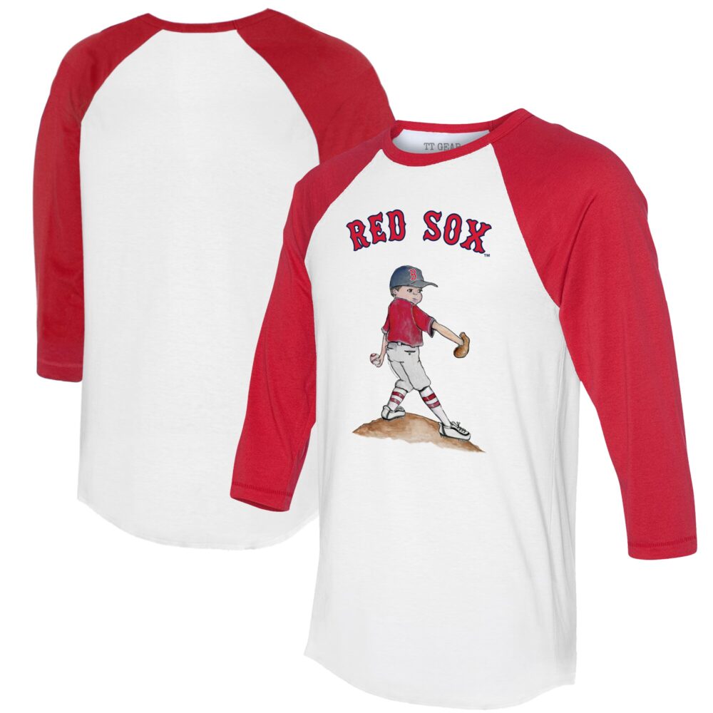 Women's Boston Red Sox Tiny Turnip White/Red Clemente 3/4-Sleeve Raglan T-Shirt