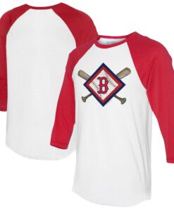 Women's Boston Red Sox  Tiny Turnip White/Red Diamond Cross Bats 3/4-Sleeve Raglan T-Shirt