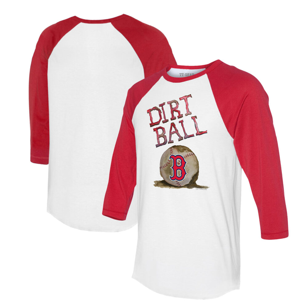 Women's Boston Red Sox  Tiny Turnip White/Red Dirt Ball 3/4-Sleeve Raglan T-Shirt