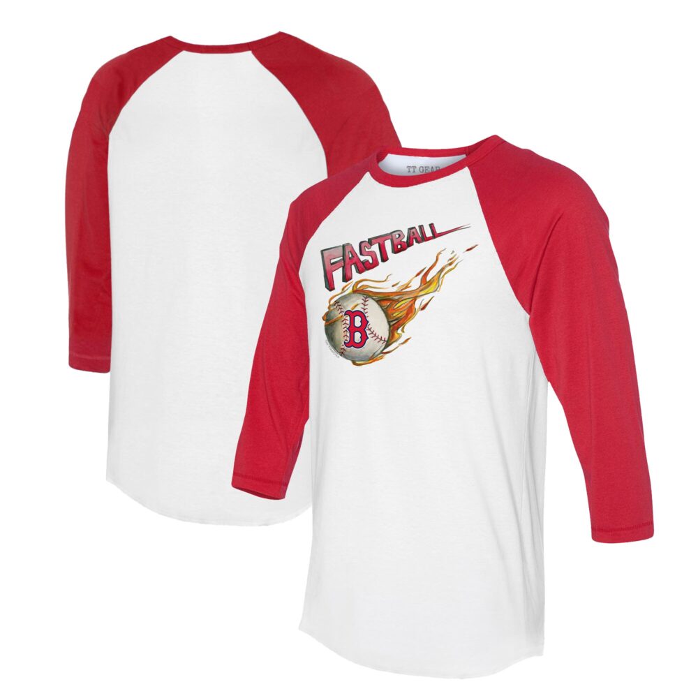 Women's Boston Red Sox Tiny Turnip White/Red Fastball 3/4-Sleeve Raglan T-Shirt