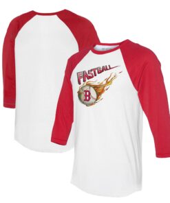 Women's Boston Red Sox Tiny Turnip White/Red Fastball 3/4-Sleeve Raglan T-Shirt