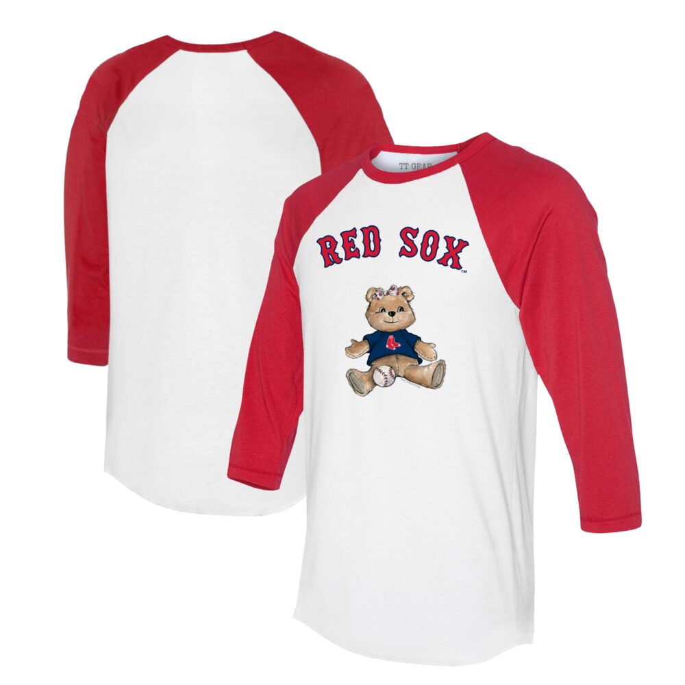 Women's Boston Red Sox  Tiny Turnip White/Red Girl Teddy 3/4-Sleeve Raglan T-Shirt