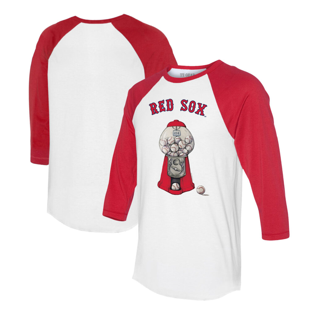 Women's Boston Red Sox  Tiny Turnip White/Red Gumball Machine 3/4-Sleeve Raglan T-Shirt