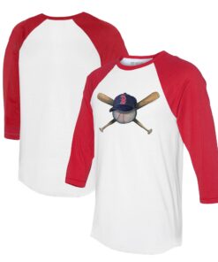 Women's Boston Red Sox Tiny Turnip White/Red Hat Crossbats 3/4-Sleeve Raglan T-Shirt